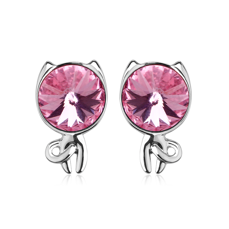 Factory price Animal Cat Beautiful Austrian crystal stud Earrings New Simple Fashion Jewelry For Women Trendy Gift Jewelry 26008