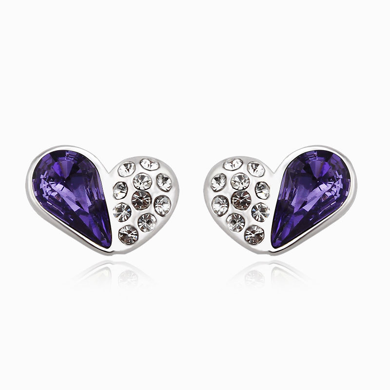 Factory price Heart shape Trendy Austrian crystal stud Earrings Fashion Beautiful Gift Jewelry for Women Dating Party Jewelry 20767