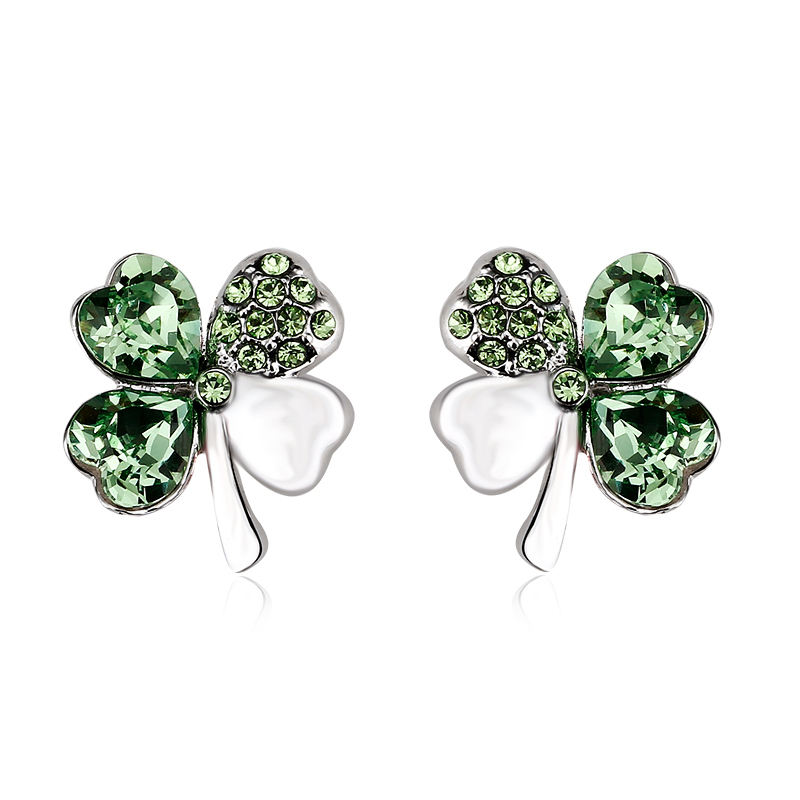 Factory price Four Leaf Clover Austrian crystal stud Earrings Fashion Beautiful Gift Jewelry for Women Dating Party Jewelry 20783