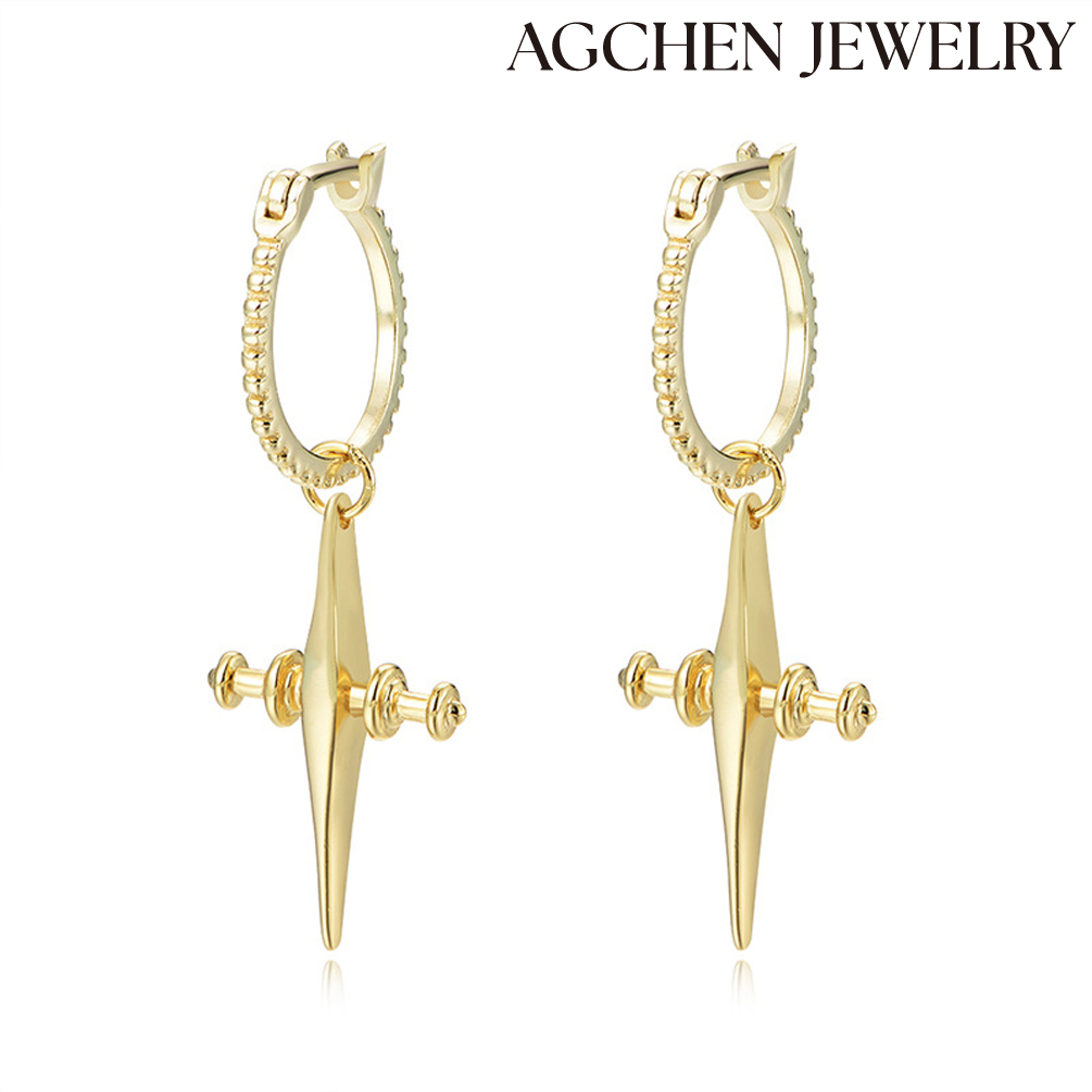 AGCEHN European and American hot-sellingS925 Round Bubble Earrings with Cross pendant Fashion Jewelry for women and girls