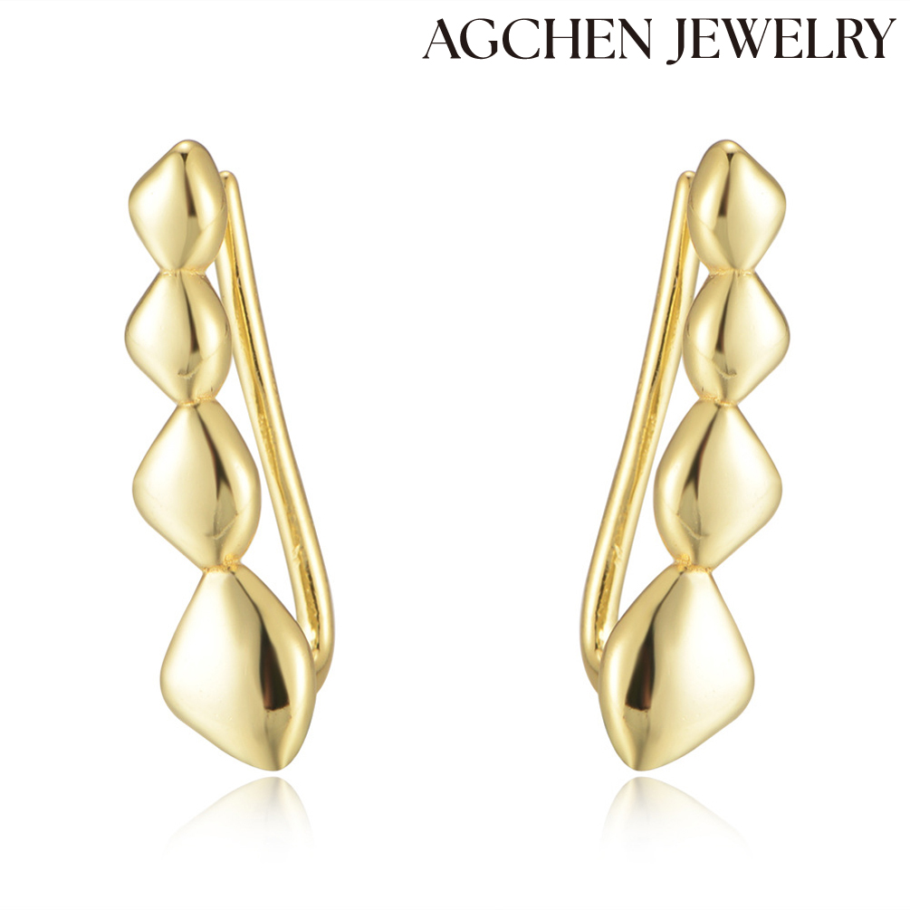 AGCHEN S925 Silver geometric diamond earrings female foreign trade hot sale jewelry women fashion simple niche personality stud earring AGKE1497