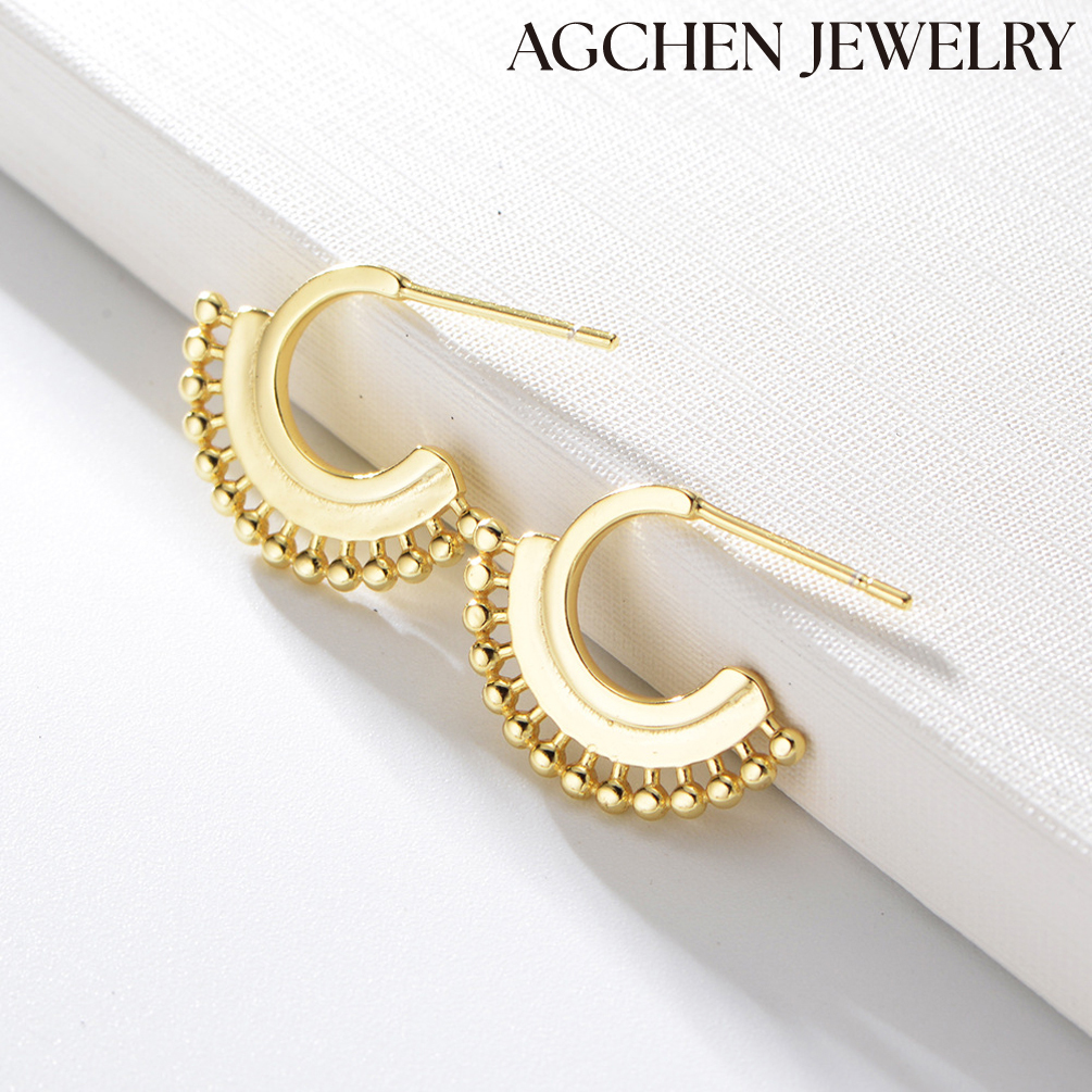 AGCHEN gold plated hoop earrings  female Europe and America ins design sense new accessories AGKE1172