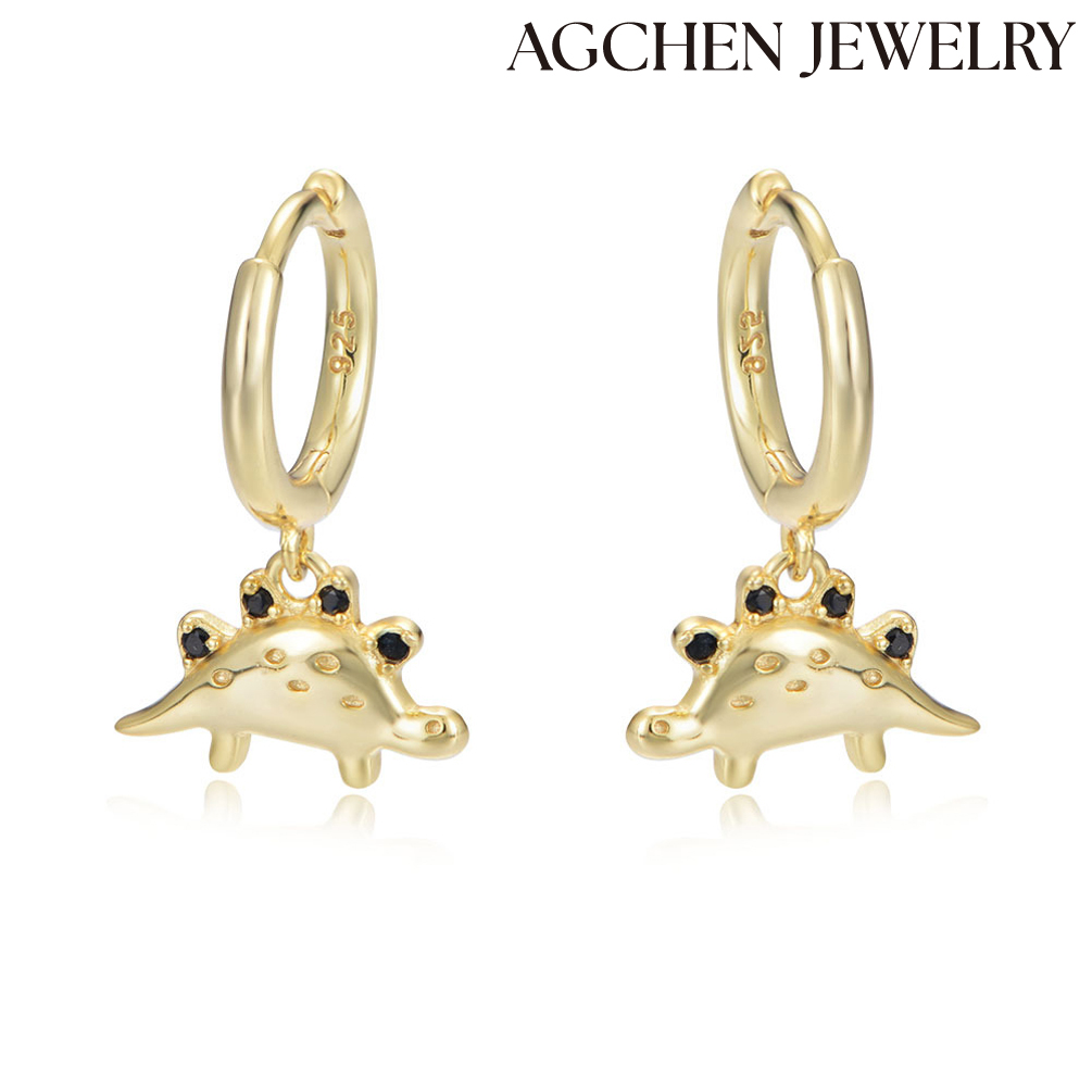 AGCHEN S925 Sterling Silver Cute Animal-Shaped Earrings with Cubic Zirconia female Europe and America ins design sense new accessories AGKE3280