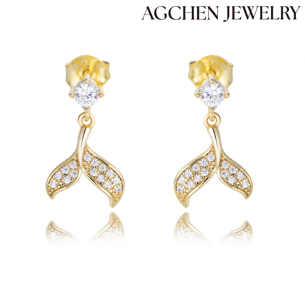 AGCHEN 925 Silver fashion sweet fishtail earrings female high-grade vint AGe Korean temperament hot sell earrings high quality wholesale AGKE3913