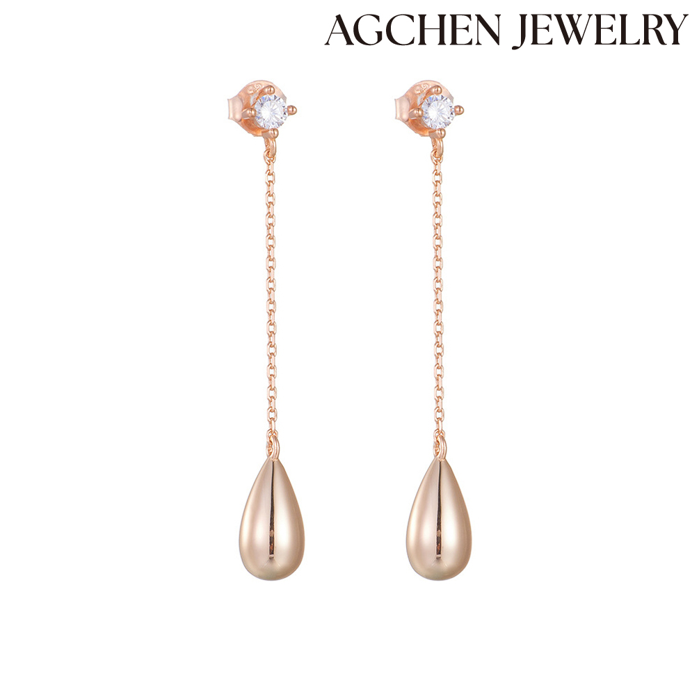 AGCHEN New creative simple drop earrings long personality tassel sterling silver earrings women Europe and America cold wind earrings AGKE4173