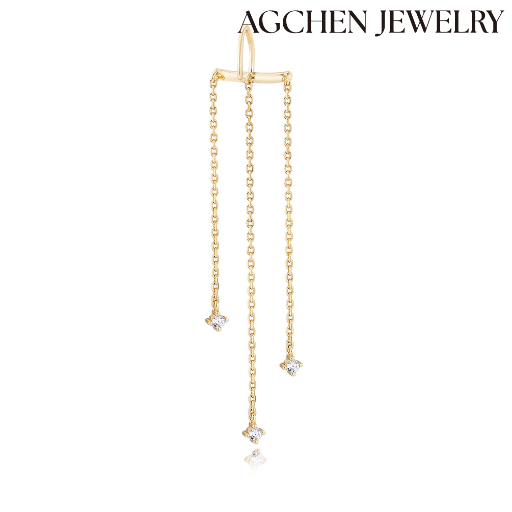 AGCHEN  Europe and the United States ins personality long earrings S925 sterling silver chain tassel earrings high quality wholesale AGKE4123