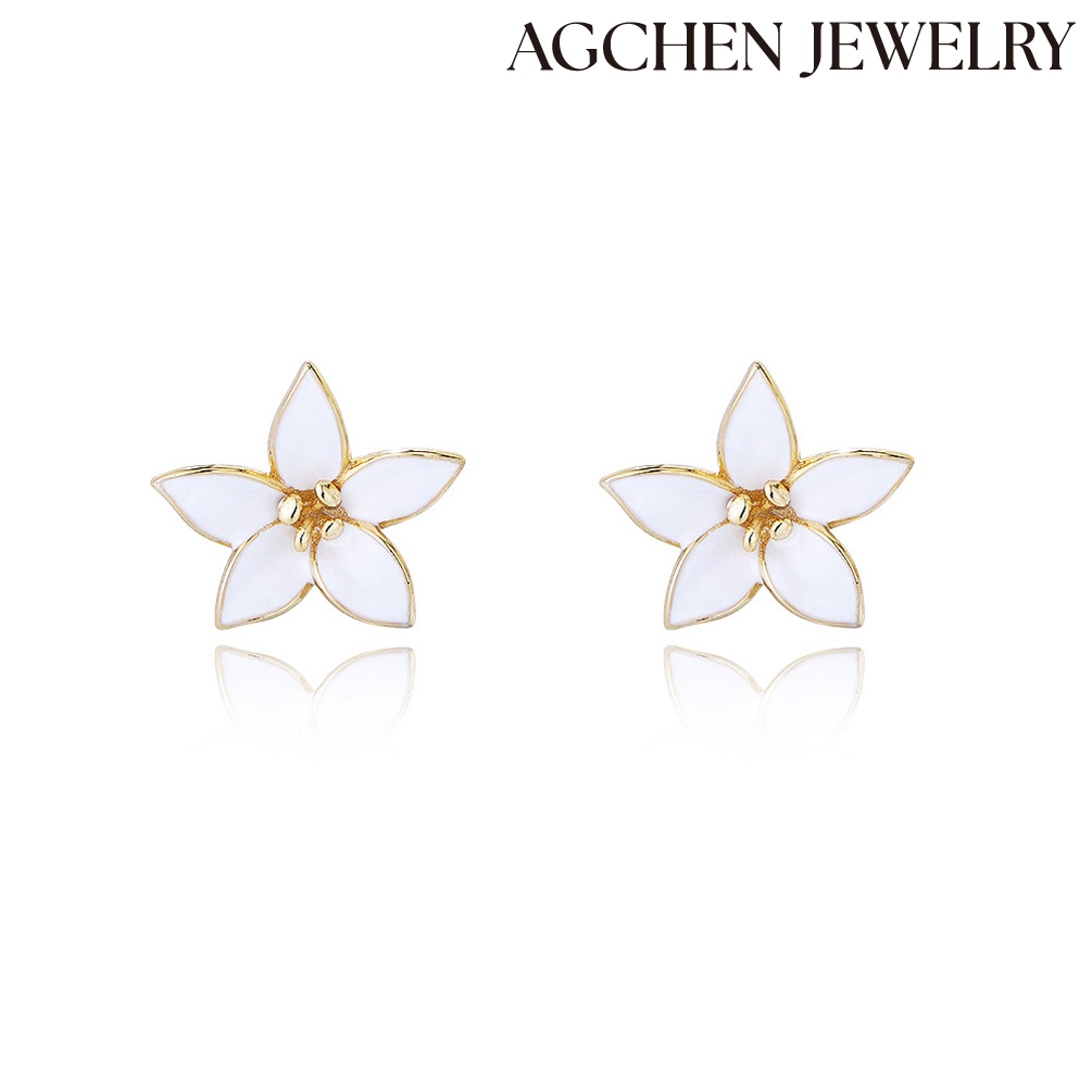 AGCHEN Drop Oil Flowers S925 sterling silver earrings for women AGKE3831