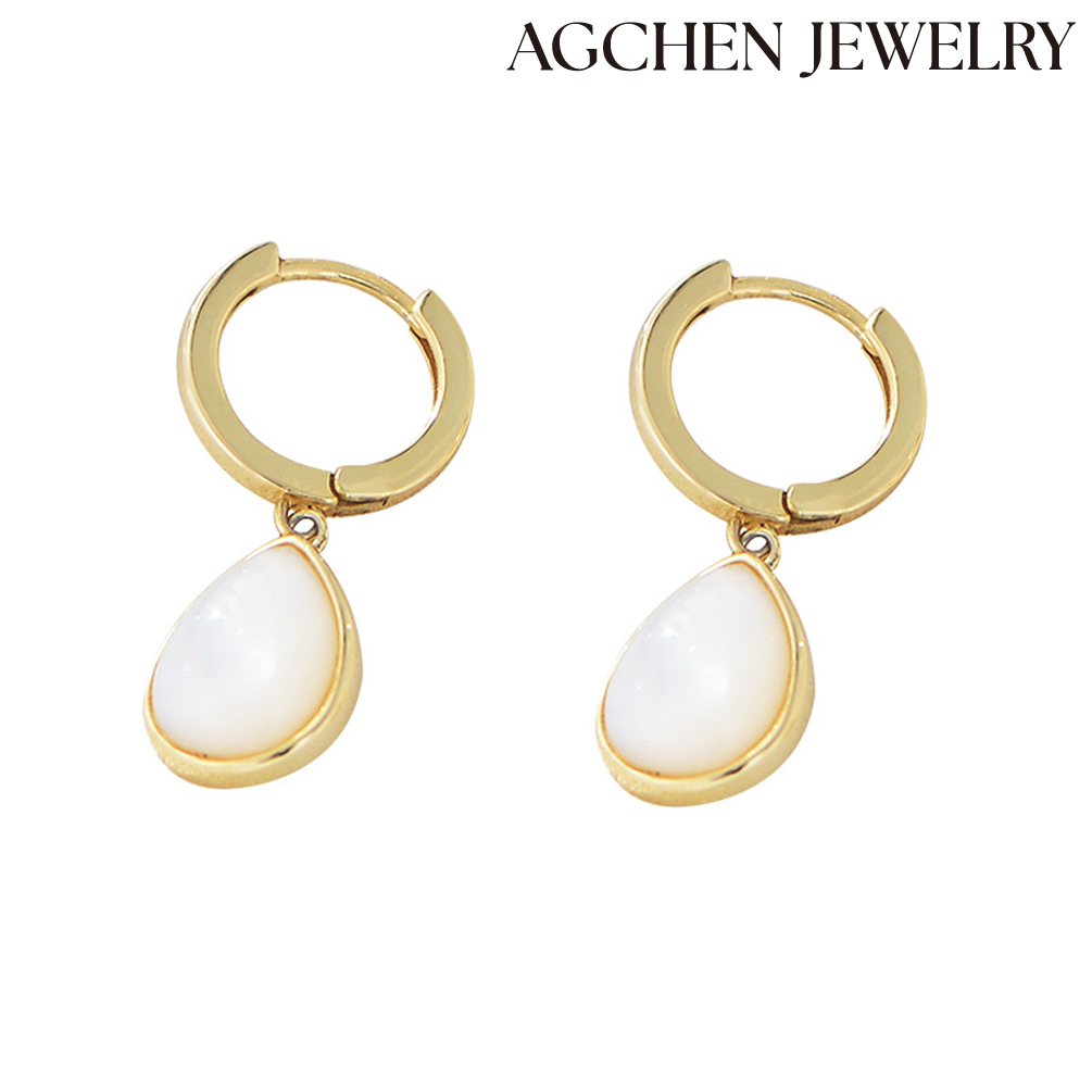 AGCEHN  European and American hot-selling  s925 sterling silver waterdrop-shaped shell earrings  temperament women earrings manufacturers direct sale AGKE3598