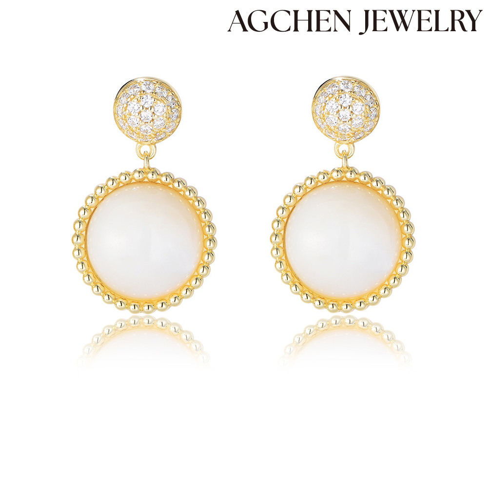 AGCHEN European and American ins fashion temperament zircon bee earrings female niche design light luxury sterling silver earrings AGKE3632