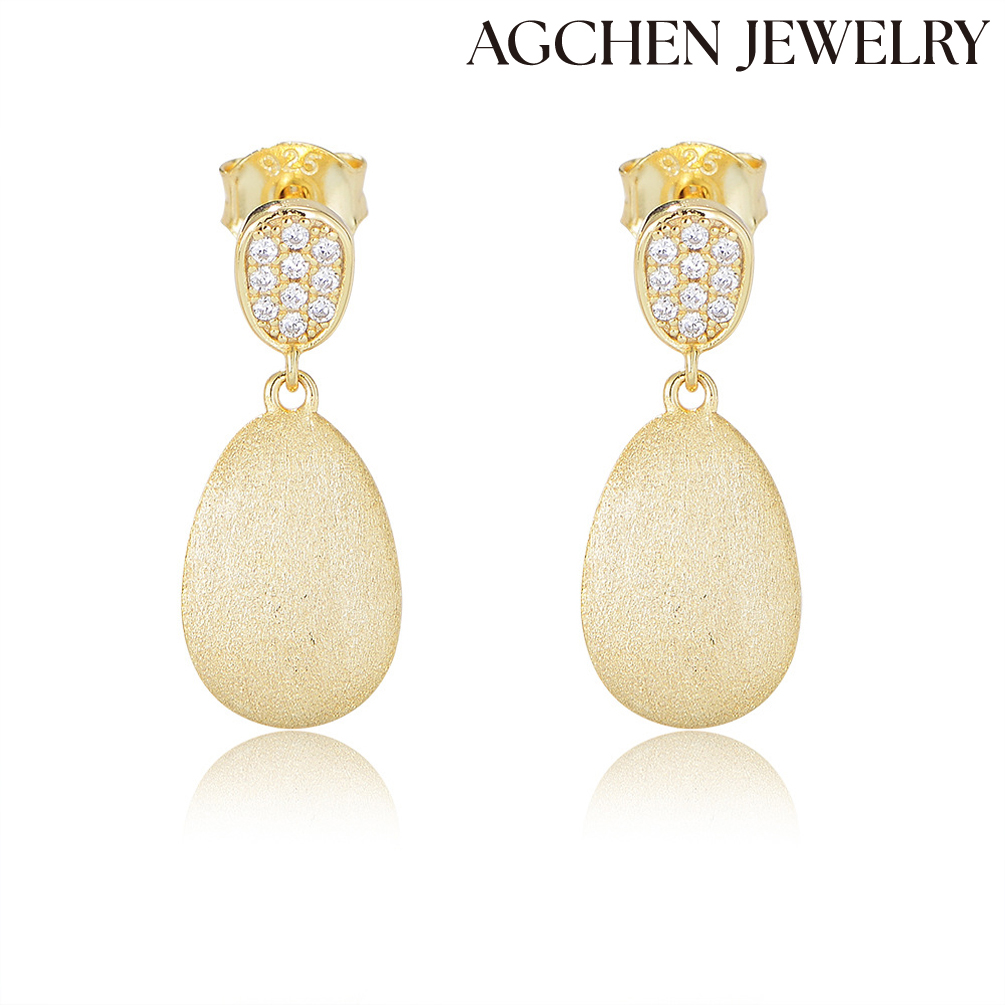 AGCEHN S925 Sterling silver  exquisite oval-shaped  earring  high-grade sterling silver earrings ear accessories wholesale AGKE3663