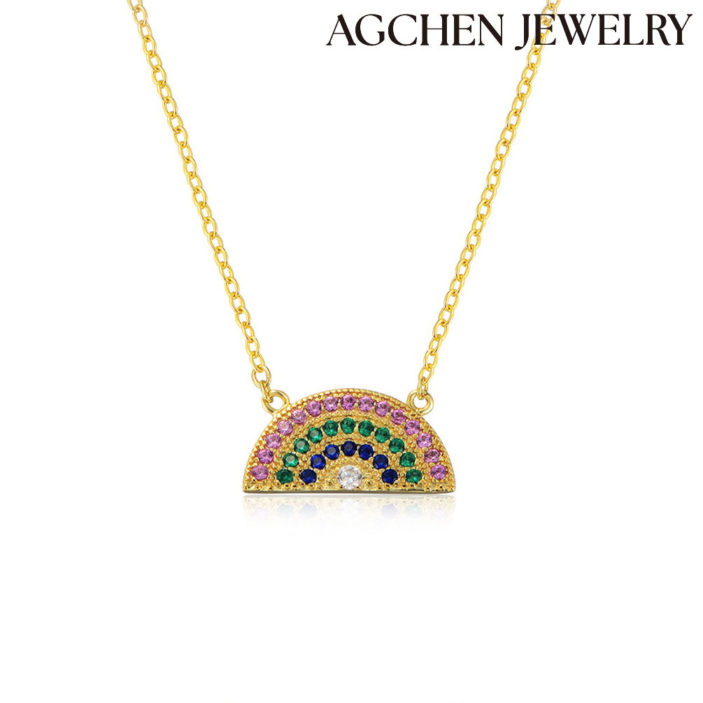 AGCHEN S925 Sterling Silver Rainbow  female Europe and America ins design sense new accessories AGAN176