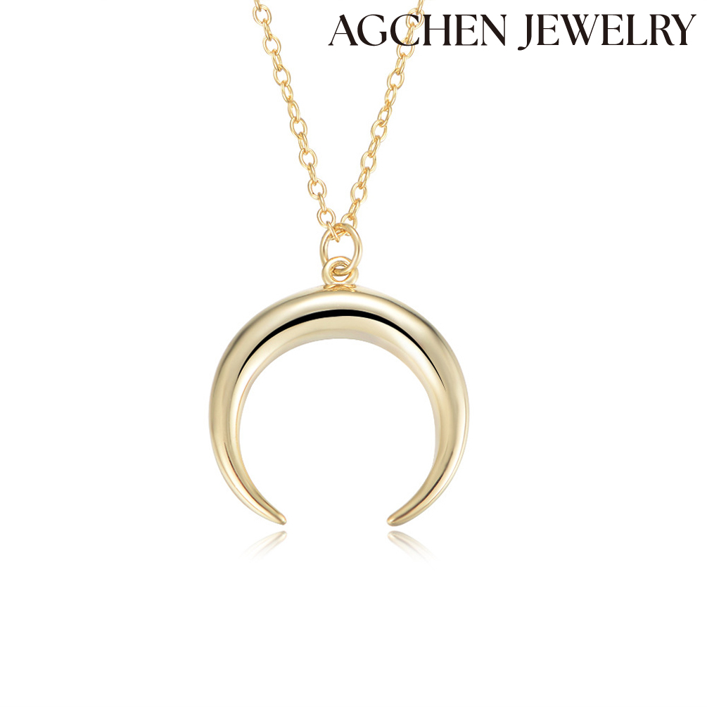 AGCHEN Europe and the United States Ins hot sale Moon Pendant high-grade sense of temperament necklace AGAN484