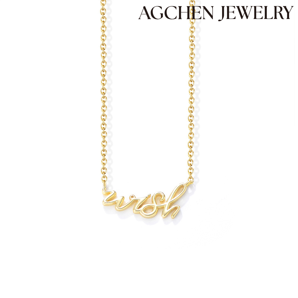 AGCHEN Europe and the United States hot selling ins letters wish sterling silver necklace female niche design ladies clavicle chain AGKN1911