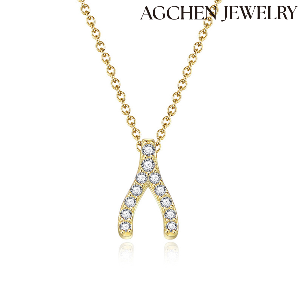 AGCHEN S925 Y-Shaped Necklace with Zirconia high-grade niche Europe and the United States jewelry necklace women AGKN1670