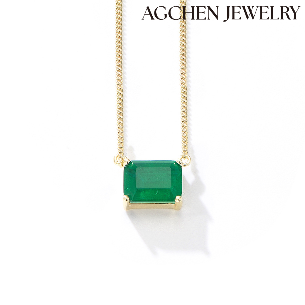 AGCHEN S925 sterling silver geometric square rainbow zircon pendant necklace for women Europe and America ins cold wind stack necklace AGKN1695