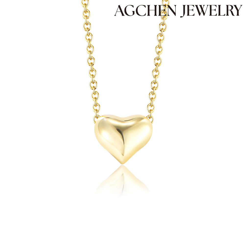 AGCHEN personality simple hollow heart necklace S925 sterling silver temperament women love collarbone chain European and America AGAN214