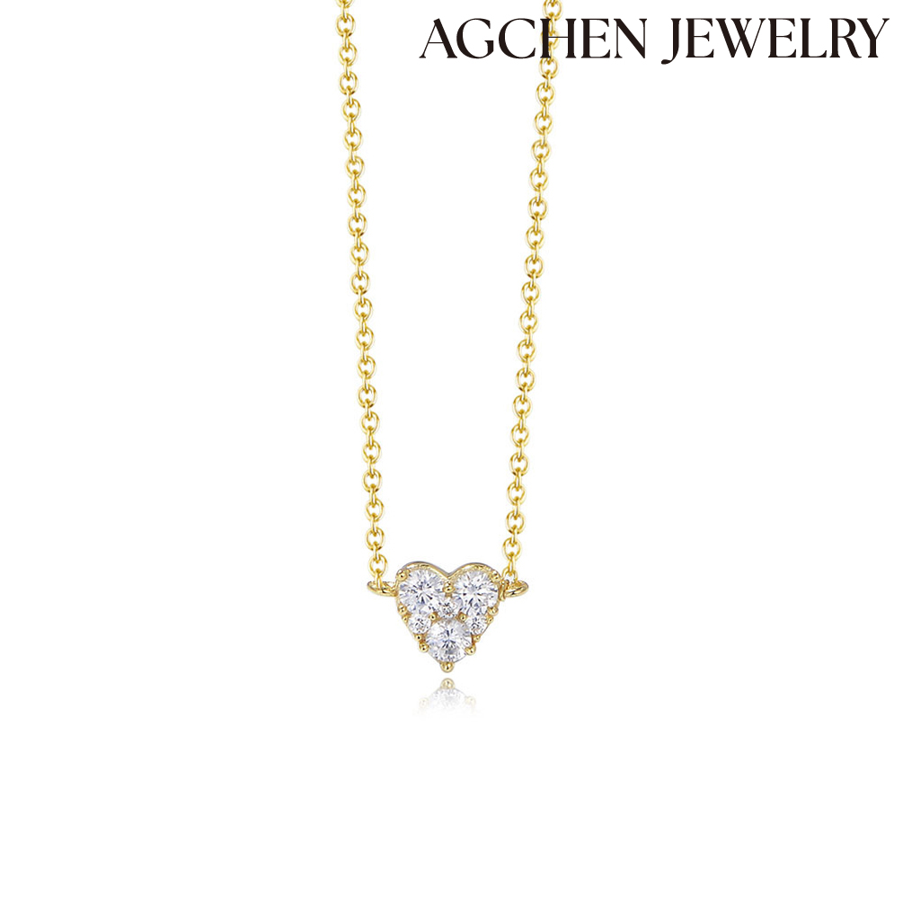 AGCHEN Europe and the United States Ins hot sale  Zircon Heart Gold S925 Sterling Silver Necklace for girls 2023 Gift AGKN1708