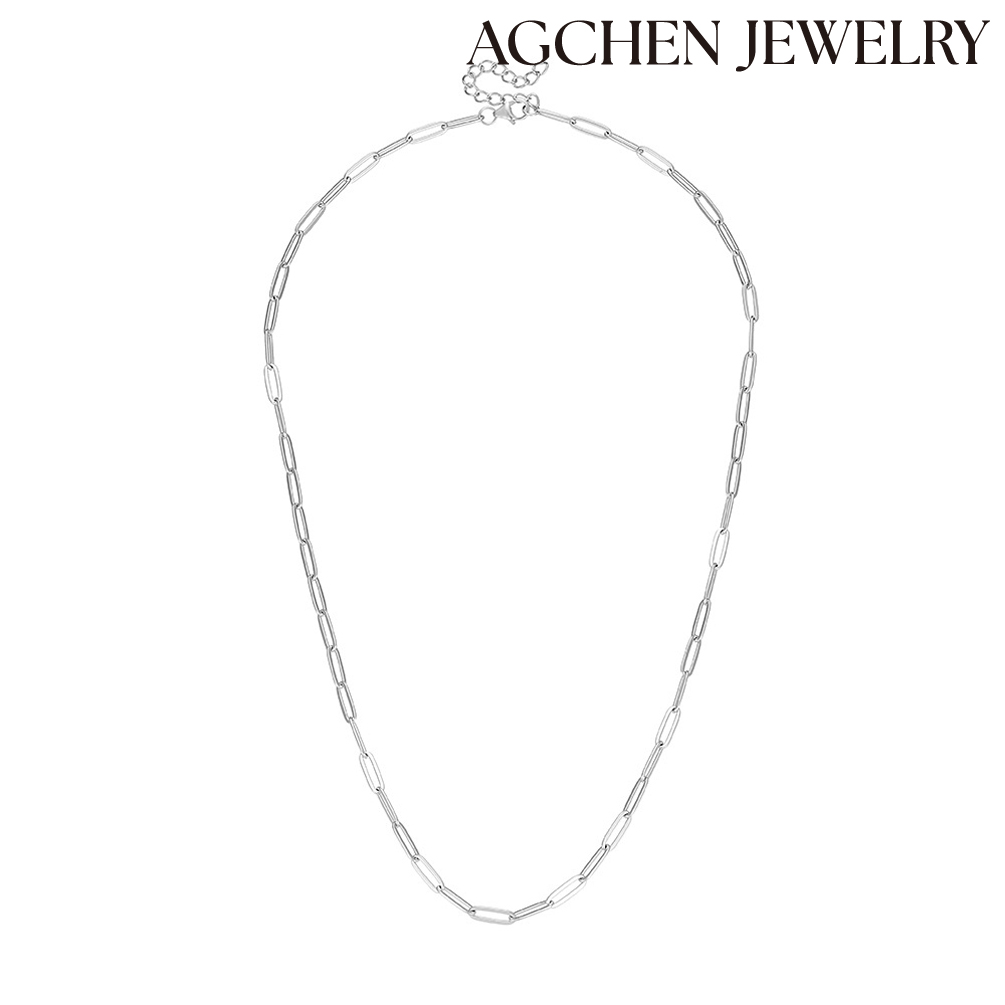 AGCHEN simple S925 Sterling Silver Chain high-grade niche Europe and the United States jewelry necklace women AGKN3310