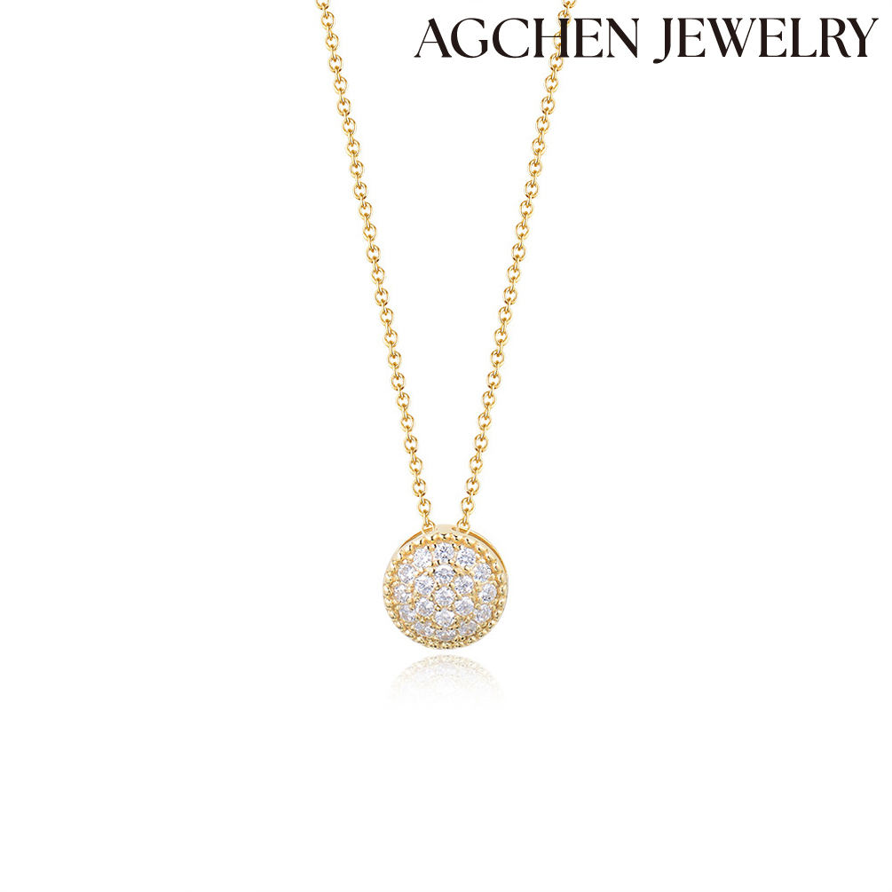 AGCHEN Europe and the United States hot S925 sterling silver micro inset zircon circular pendant necklace women fashion clavicle chain AGKN1913