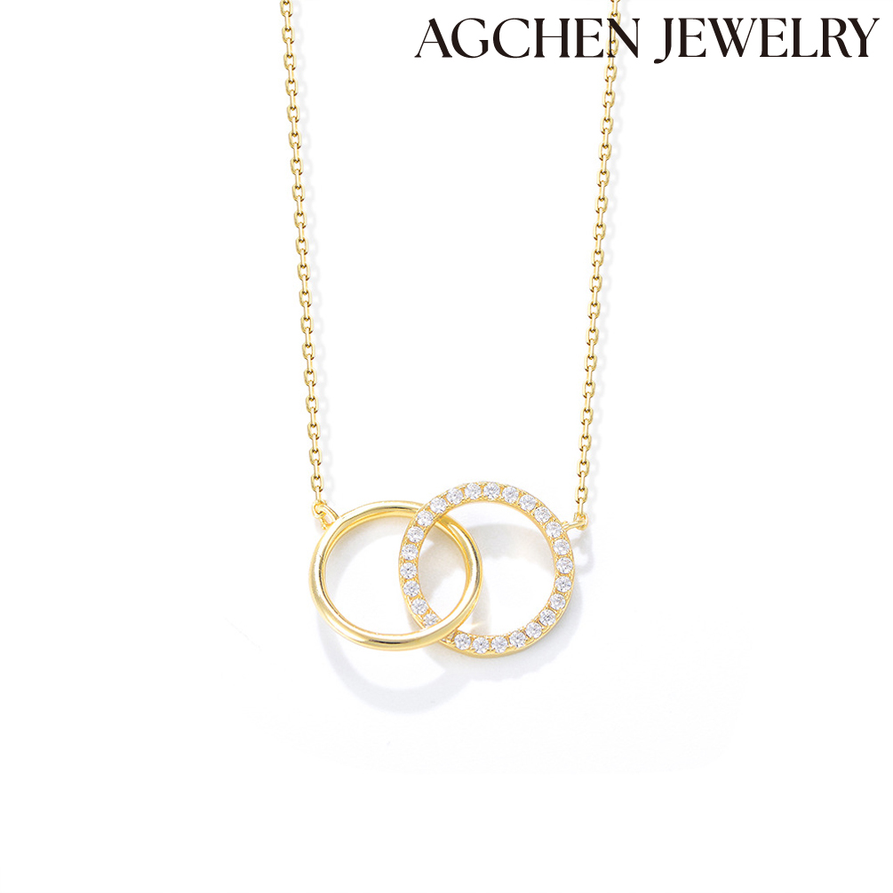 AGCHEN Moebius Loop Zirconia Pendant S925 Sterling Silver Necklace Fashion Jewelry for women and girls AGKN1838