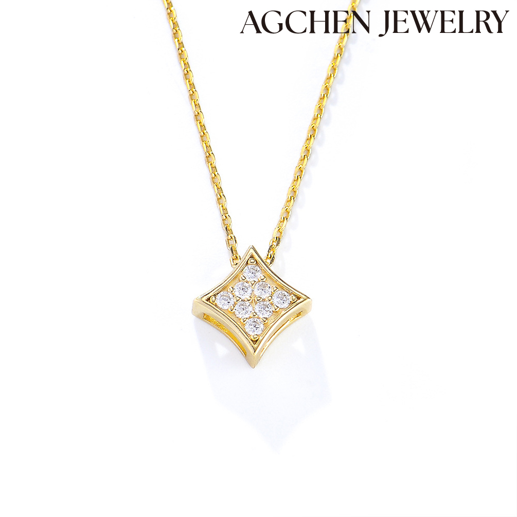 AGCHEN Hot sale jewelry S925 silver micro-inlaid zircon snowflake pendant necklace women Valentine's Day gift diamond collar bone chain AGKSN138