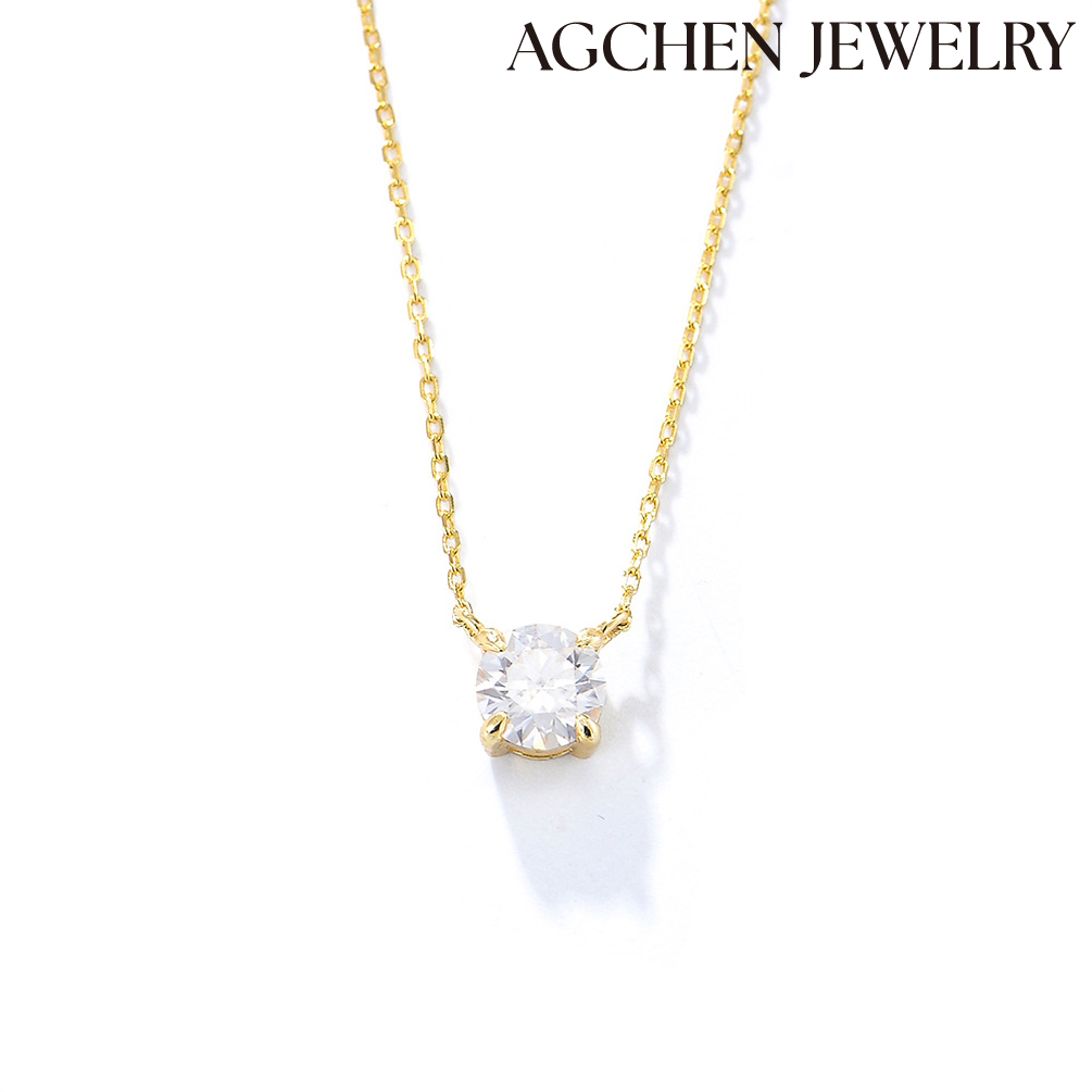 AGCHEN S925 Sterling Silver Necklace with Zirconia Pendant high-grade niche Europe and the United States jewelry necklace  women AGKN2038