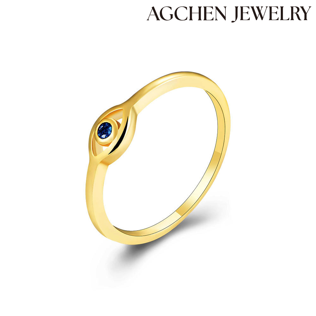 AGCEHN S925 sterling silver Devil's Eye ring Europe and America retro fashion gold-plated blue eyes zircon ring factory direct sales AGDR1057