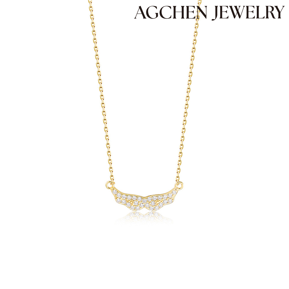 AGCHEN Europe and the United States Ins hot sale Zircon Wing S925 Sterling Silver Necklace AGKN1800