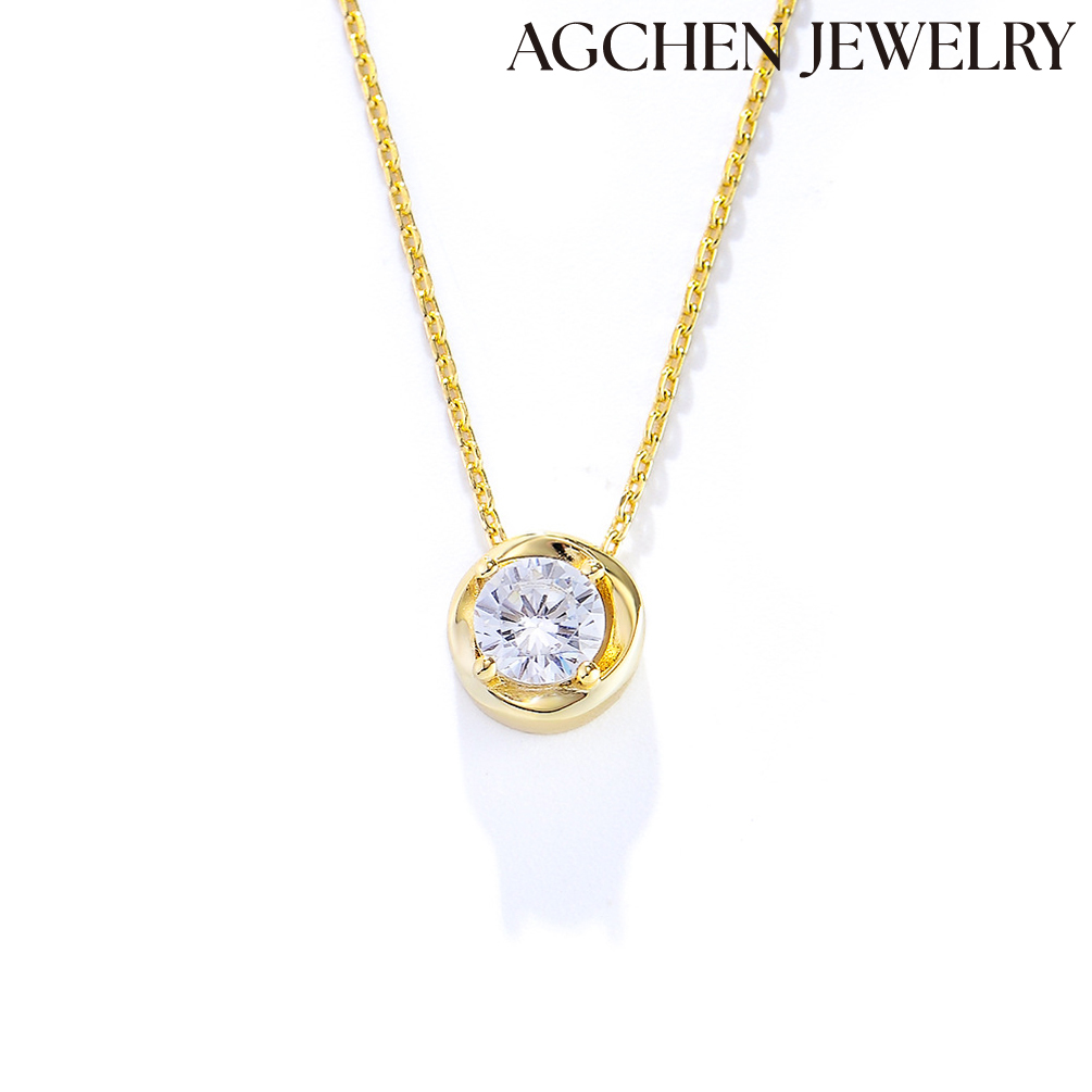 AGCHEN 2023 new design for any occasion 925 silver single diamond zircon necklace female niche high-grade exquisite collarbone chain AGKSN128