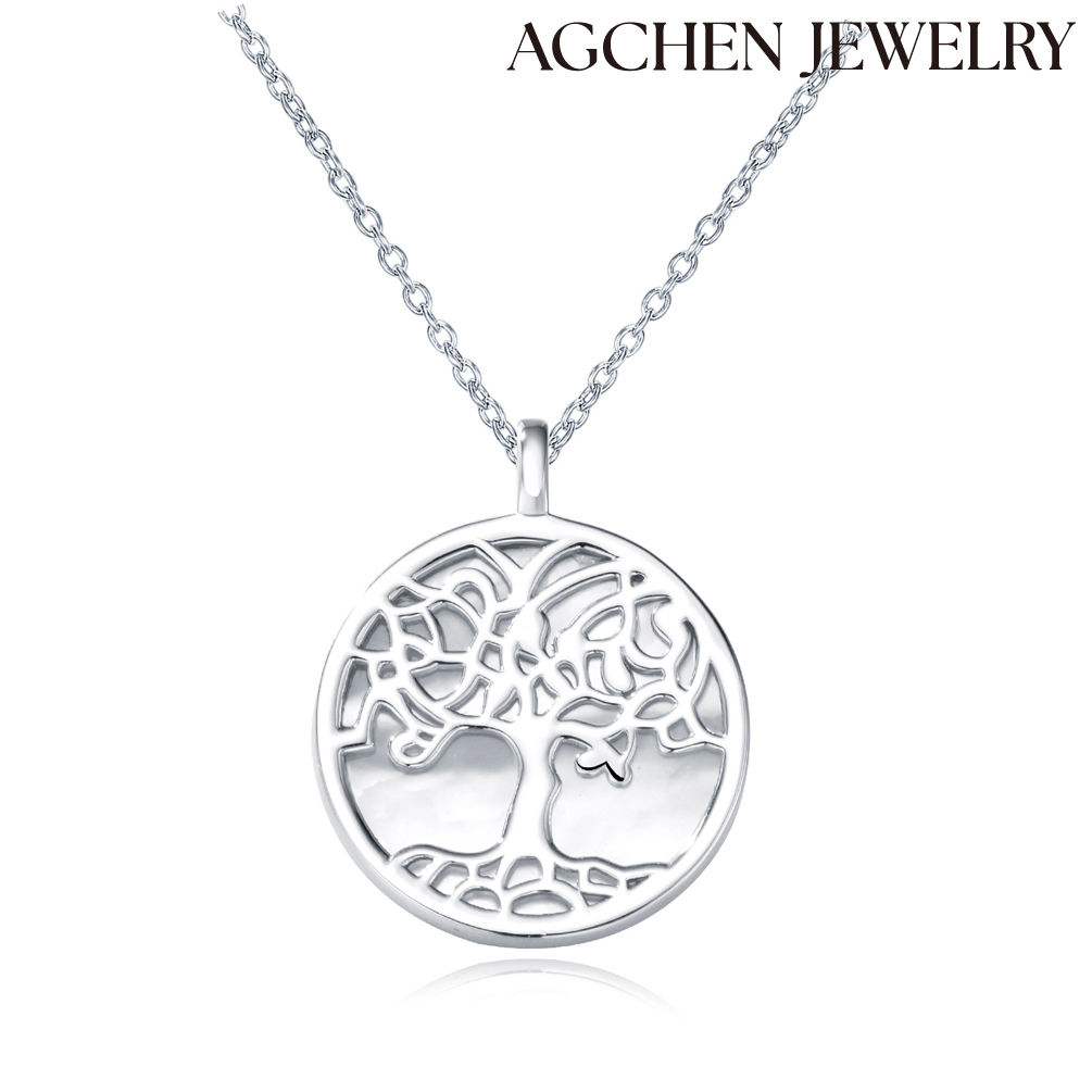 AGCHEN Europe and the United States Ins hot sale S925 Sterling Silver Tree of Life Pendant Necklace for girls 2023 Gift AGAN493