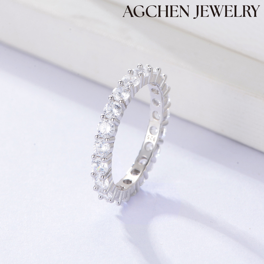 AGCHEN fashion jewelry 925 sterling silver couple ring cubic zirconia rings Europe and the United States Ins hot sale AGKR1258
