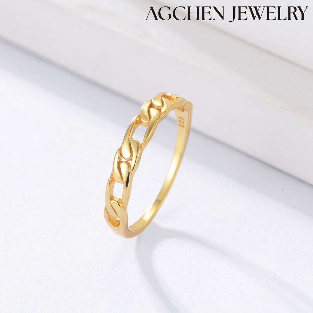 AGCEHN European and American hot-selling S925 Sterling Silver Chain Ring AGKR1216