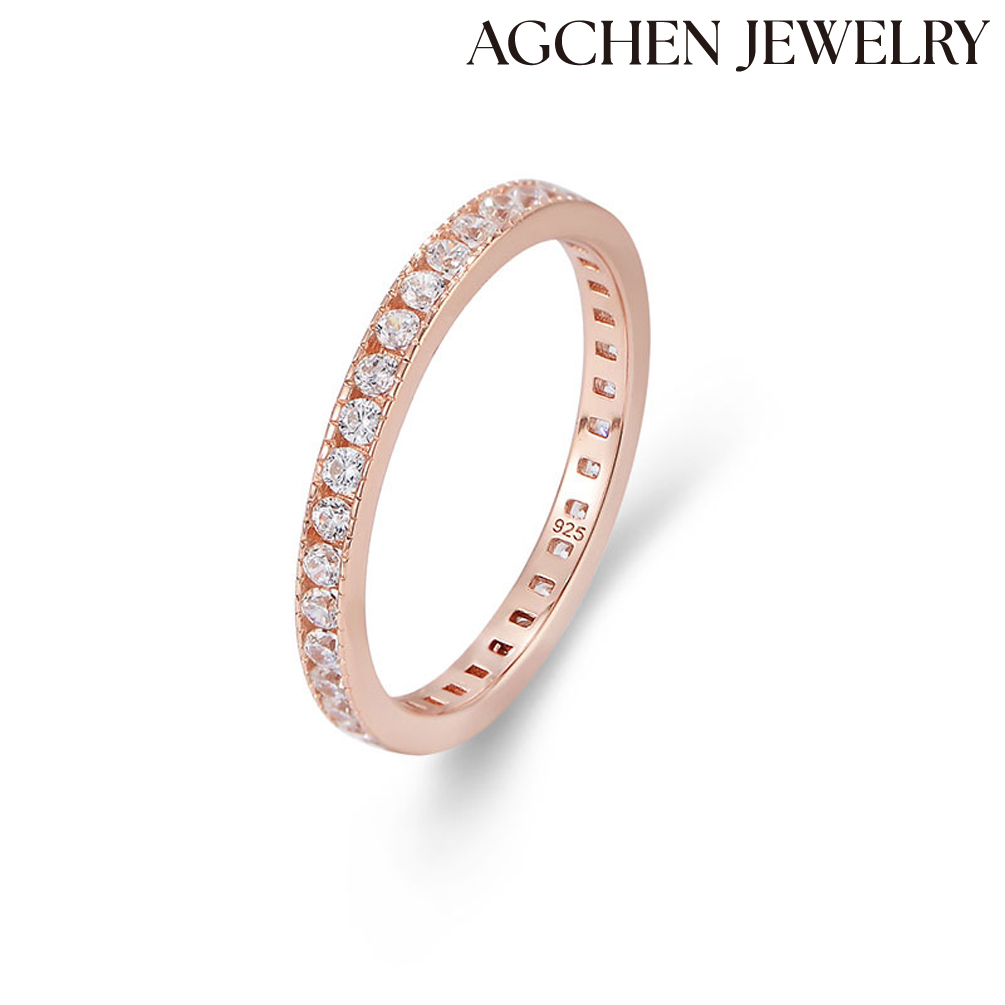 AGCHEN Fashionable Minimalist Cubic Zirconia S925 Sterling Silver Ring Europe and the United States Ins hot sale AGKR1265