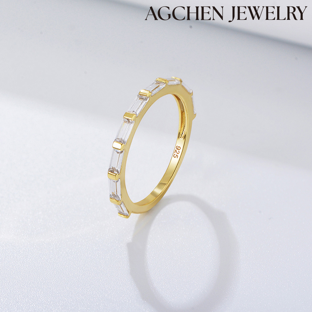 AGCHEN S925 sterling silver micro square zircon ring for lover women girls eng AGement proposal Valentine's Day gift ring jewelry AGKR0323