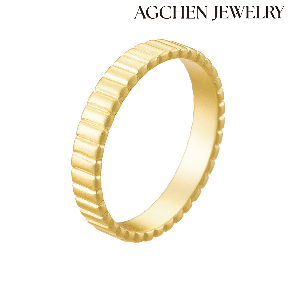 AGCHEN S925 Sterling silver Grooved Bridal Wedding Eng AGement Anniversary Band Ring Europe and the United States Ins hot sale AGKR2072