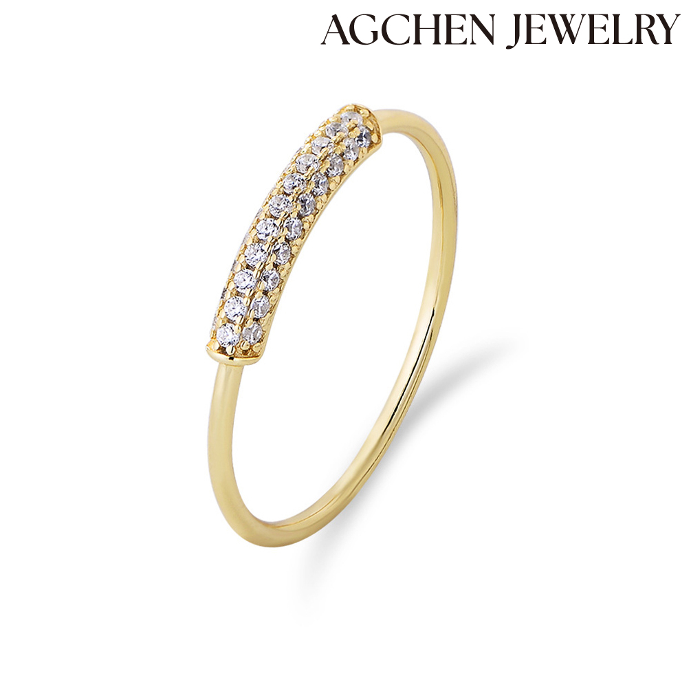 AGCHEN Korean version ins sterling silver micro-inset zircon ring female simple fashion index finger & tail ring hand jewelry wholesale AGKR1622