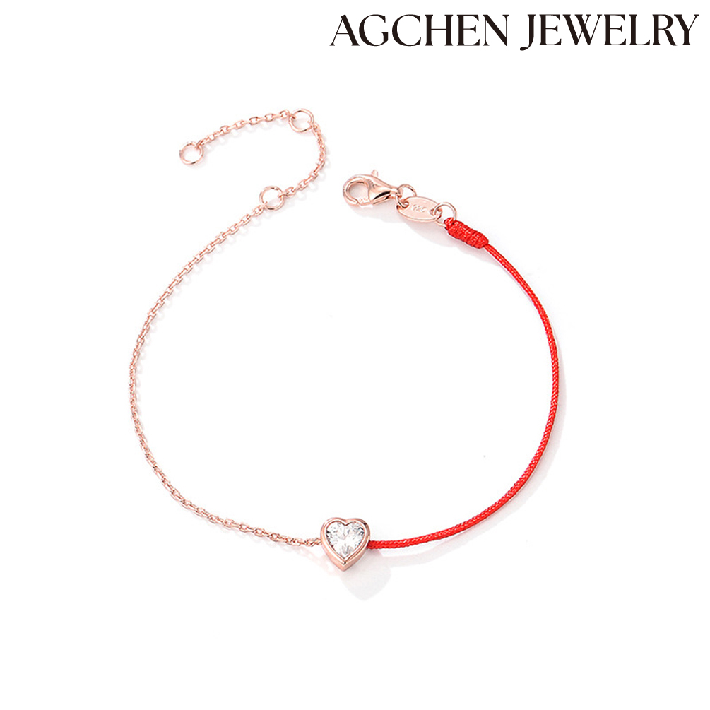 AGCHEN 925 Sterling Silver Cubic Zirconia 14K Gold Charm Bracelet Jewelry for woman and girls wholesale AGKB0559