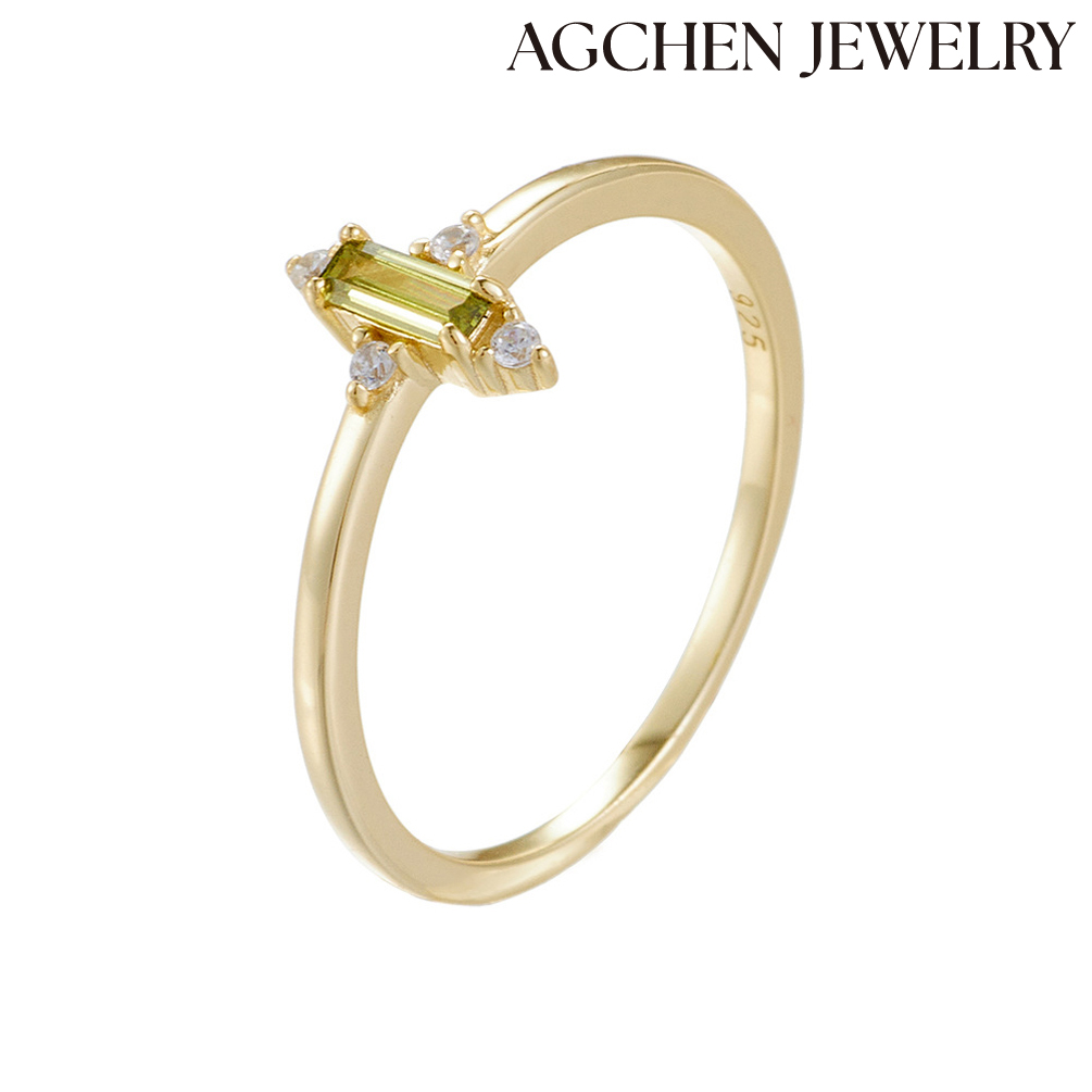 AGCHEN S925 sterling silver square zircon ring cross-border hot selling simple everything with light luxury ring hand jewelry AGLR2028