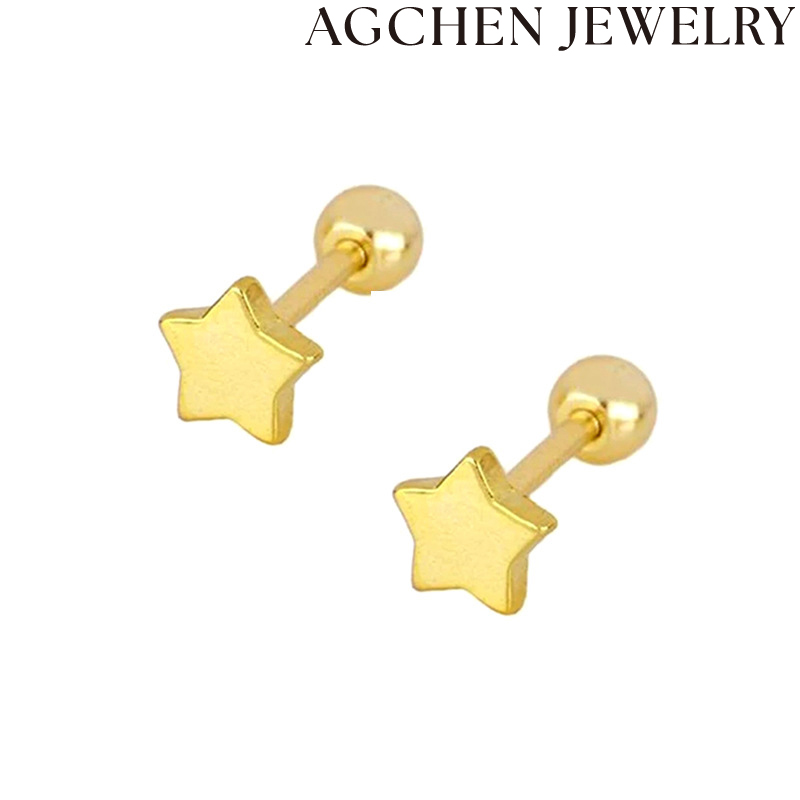 AG Minimalist Pentagram Stud Earrings AGLN0458