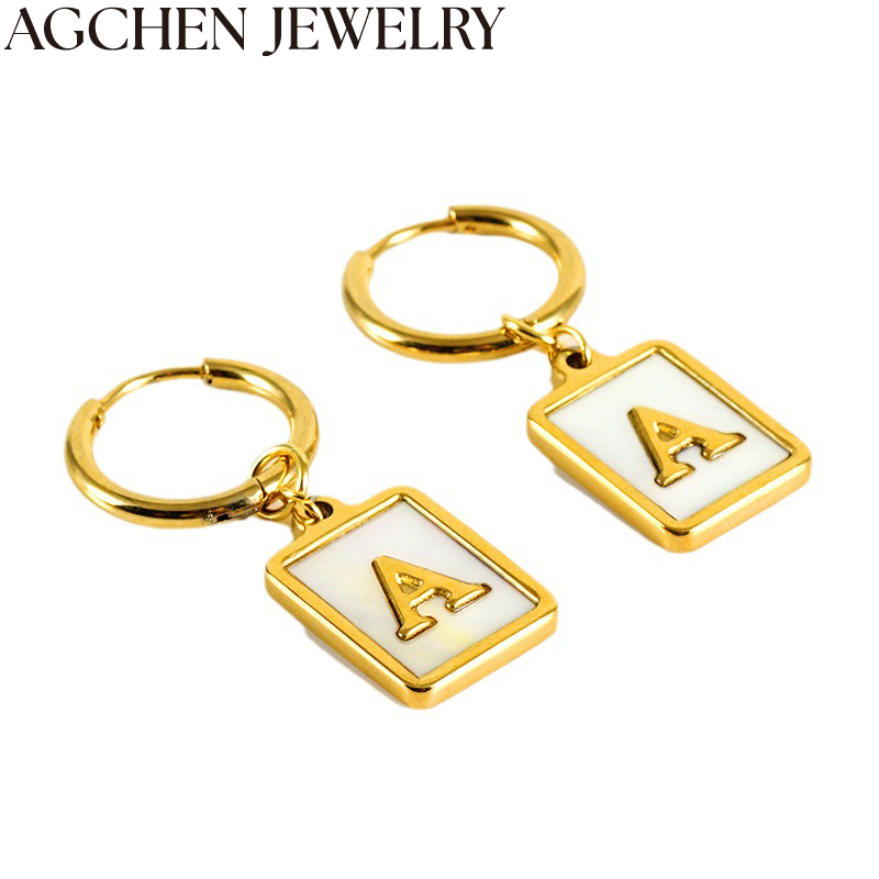 AG White Letter Earrings AG-ZYG-850