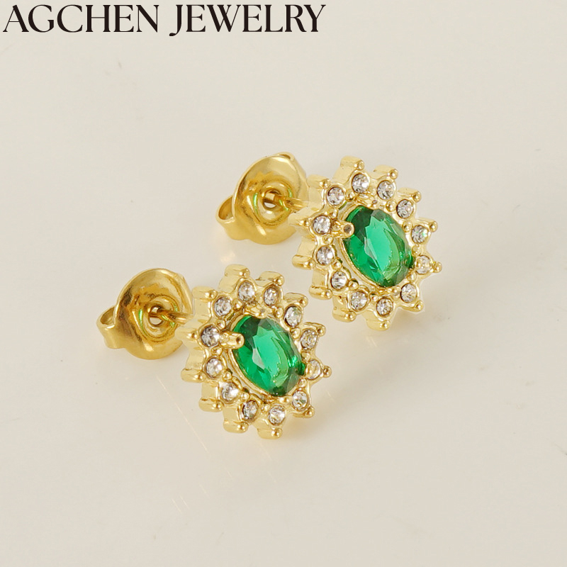 AG Green Zircon Sun Earrings AG-ZYG568