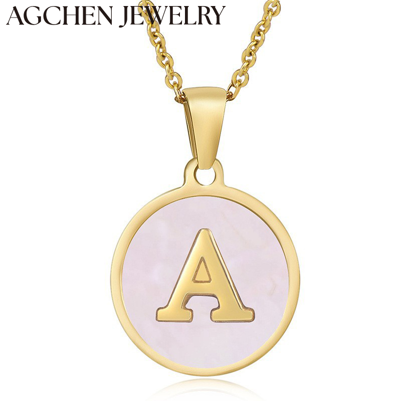 AG Pink Round Initial Necklace AG-ZYG0022