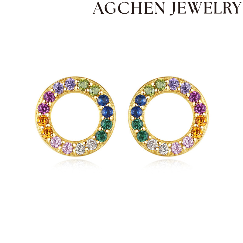 AG Colorful Zirconia Hoop Earrings AGLN0663