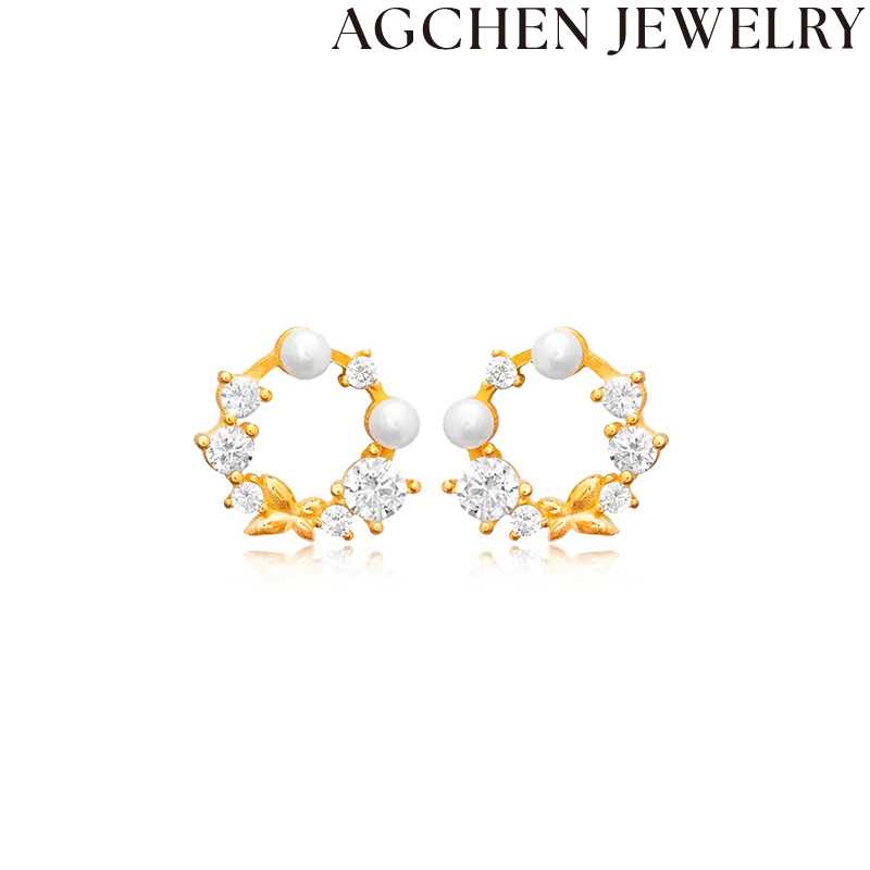 AG Zirconia and Pearl Earrings AGLN1168