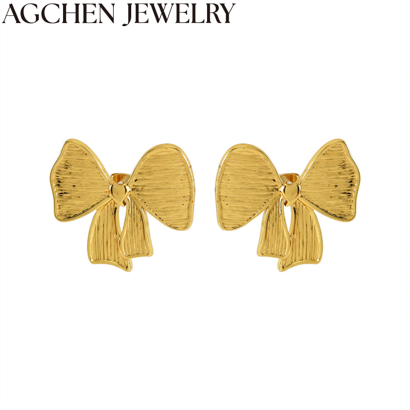 AG Women's Stainless Steel Bow Earrings AG-ZYG1443