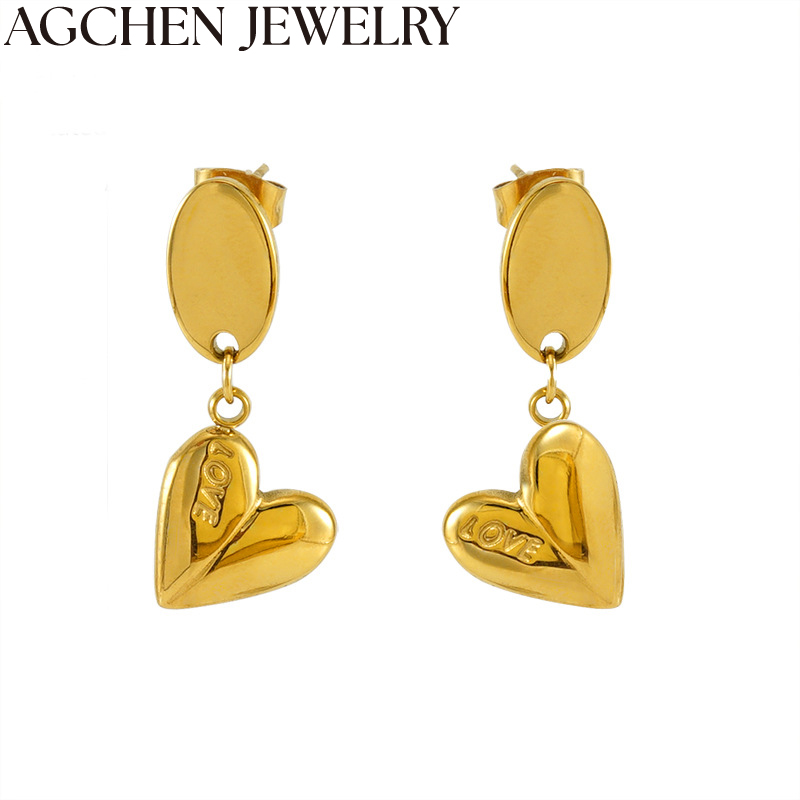 AG Love Heart Gold Earrings AG-ZYG1392