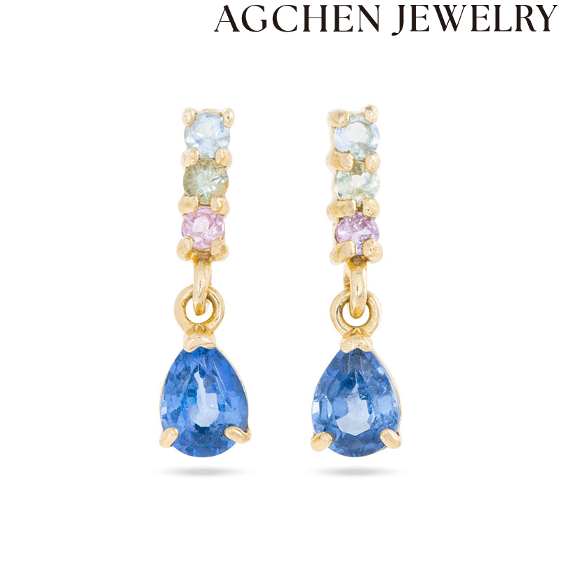 AG Blue Teardrop Zirconia Earrings AGLN0688