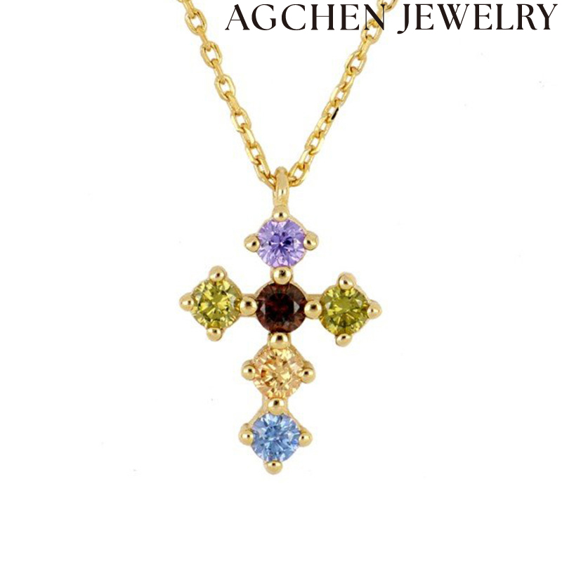 AG Colorful Zircon Cross Necklace AGLN0277