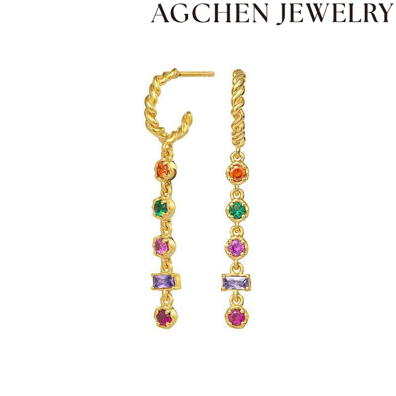 AG Multicolor Zirconia Drop Earrings AGLN1092