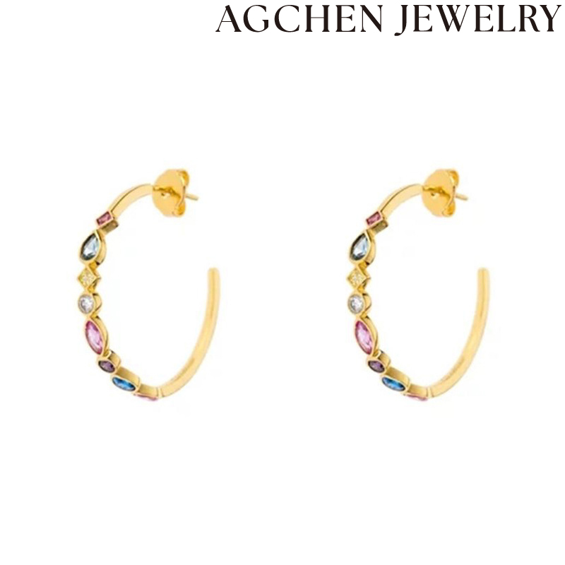 AG Heart-Shaped Multicolor Zirconia Earrings AGLN0285